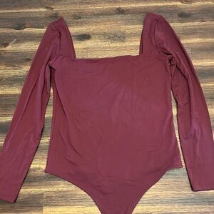 Nuuds Wide Square Neck Bodysuit, Size L